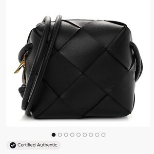 Bottega Veneta Lambskin Maxi Intrecciato Mini Cassette Camera Bag – Black